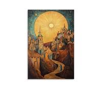 NPEJLCIGH Peinture murale chrétienne - La Nativité du Christ - Lumière divine à Bethléem - Décoration murale moderne à suspendre - 60 x 90 cm