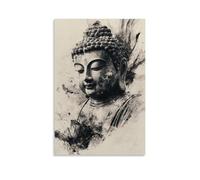 NPEJLCIGH Poster artistique Bouddha au pinceau à encre pour décoration spirituelle et paisible - Décoration murale moderne à suspendre - 60 x 90 cm