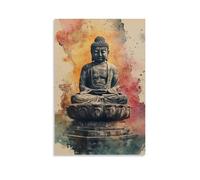 NPEJLCIGH Poster artistique de Bouddha au pinceau à encre pour salles spirituelles et relaxantes - Décoration murale moderne à suspendre - 40 x 60 cm