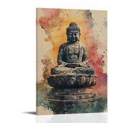 NPEJLCIGH Poster artistique de Bouddha au pinceau à encre pour salles spirituelles et relaxantes - Décoration murale moderne à suspendre - 30 x 45 cm