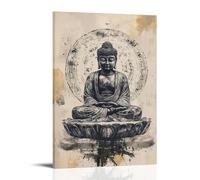 NPEJLCIGH Poster de Bouddha à l'encre noire pour chambre spirituelle et relaxante - Décoration murale artistique à suspendre - 50 x 75 cm