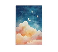 NPEJLCIGH Poster de rêve ABC avec nuages et étoiles - Décoration murale moderne à suspendre - 30 x 45 cm