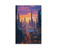 NPEJLCIGH Poster de ville Dubaï - Où le désert rencontre l'horizon futuriste - Décoration murale artistique moderne à suspendre - 30 x 45 cm