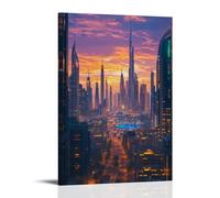NPEJLCIGH Poster de ville Dubaï - Où le désert rencontre l'horizon futuriste - Décoration murale artistique moderne à suspendre - 50 x 75 cm