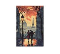 NPEJLCIGH Poster de ville - Paris - Romance tissée dans chaque rue - Décoration murale moderne à suspendre - Impression murale artistique 30 x 45 cm
