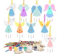 nplaseta Cadeaux pour filles de 6, 7, 8, 9, 10, 11 ans - Kit de bricolage - Carillon éolien en bois - Ange - Carillons éoliens pour enfants - Bricolage d'anniversaire - Bricolage à peindre