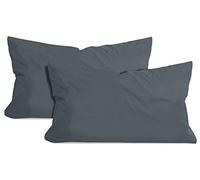 npluseins 1331.1812 Lot de 2 Housses de Coussin en Coton, Anthracite, ca. 40 x 60 cm
