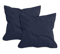 npluseins 1331.1812 Lot de 2 Housses de Coussin en Coton, Bleu Marine, ca. 40 x 40 cm