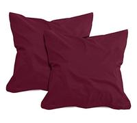 npluseins 1331.1812 Lot de 2 Housses de Coussin en Coton, Bordeaux, ca. 40 x 40 cm