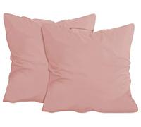 npluseins 1331.1812 Lot de 2 Housses de Coussin en Coton, Vieux Rose, ca. 80 x 80 cm