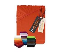 Npluseins Drap Housse 180x200 Jusqu’à 200x200 cm, Drap Housse Coton, 100% Doux, 159.192, Nombreuses Couleurs et Tailles, protège Matelas 180x200- Rouge feu