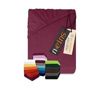 npluseins Drap-Housse Classique en Jersey - de Nombreuses Couleurs et Tailles - 100% Coton 159.192, 200 x 220 cm, Prune