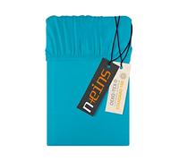 Npluseins Drap-housse en jersey 100 % coton - Disponible en 6 tailles, Türkis, ca. 200 x 220 cm