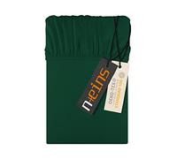 npluseins Drap-Housse en Jersey 100% Coton - Disponible en 6 Tailles, Vert foncé, ca. 180-200 x 200 cm