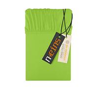 npluseins Drap-Housse en Jersey 100% Coton - Disponible en 6 Tailles, Vert Pomme, ca. 180-200 x 200 cm