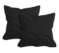 Npluseins Lot de 2 Housse Coussin 40x40 en Coton Jersey - certifié Oeko-TEX - Decoration Maison Doux et Confortable - Plusieurs Couleurs 1331.1812, Noir