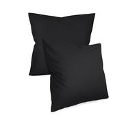 npluseins Lot de 2 housses de coussin unies au design discret - 1154.1498 - 80 x 80 cm - Noir