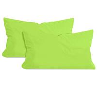 Npluseins Lot de 2 Taie Oreiller 40x60 en Coton Jersey - certifié Oeko-TEX - Taie d'oreiller Doux et Confortable - Plusieurs Couleurs 1331.1812, Vert Pomme