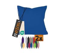 npluseins Lot de 2 taies d'oreiller en coton - Décoration d'intérieur moderne au design sobre - 40 x 60 cm - Bleu