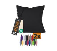 npluseins Lot de 2 taies d'oreiller en coton - Décoration d'intérieur moderne au design sobre - 50 x 50 cm - Noir