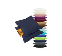 npluseins Lot de 2 taies d'oreiller en Jersey Coton uni 1179.1539, env. 40 x 15 cm, Marine