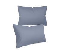 npluseins Lot de 2 taies d'oreiller unies - Design discret - 1154.1498 - 40 x 60 cm - Bleu jean