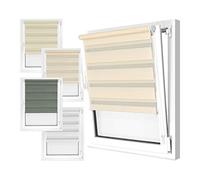 npluseins Store Double en 4 Couleurs & en 8 Tailles - avec Fixation par pincement sur Le Cadre de la fenêtre et Rail de Support Fixe - Montage en 3 étapes très Facile, env. 60 x 150 cm, crème