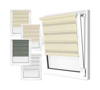 npluseins Store Double en 4 Couleurs & en 8 Tailles - avec Fixation par Serrage sur Le Cadre de la fenêtre et Rail de Support Fixe - Montage en 3 étapes très Facile, env. 100 x 150 cm, Lin