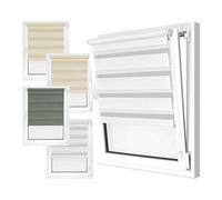 Npluseins Store Jour Nuit sans percage, 50 x 150 cm - Store Enrouleur Double, Disponible en 4 Couleurs et 8 Tailles - Rail de Support Fixe - Installation Facile, Blanc