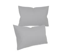 Npluseins Taie Oreiller 40x60 Unie - Lot de 2 Taies d'oreillers 40x60, 100% Coton Doux, Respirantes et Confortables, Design Discret 1154.1498, Gris Clair