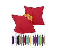 npluseins Taies d'oreiller renforcées, Lot de 2-100% Coton - Simple et élégante 698.898, 40 x 15 cm, Rouge