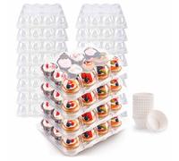 NPLUX Lot de 12 boîtes à cupcakes empilables en plastique avec couvercles en forme de dôme amovibles et 144 doublures pour 144 cupcakes, taille standard