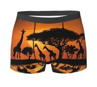 NPOREJKNGF Africa Giraffe Majestic Tree Print Men Printed Boxer Slip Confortable Multi Face Design Stretch Sous-vêtements Pour Toute La Journée, Noir , XXL