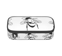 NPOREJKNGF Bee Love Trousse à crayons avec motif imprimé intégral - Tissu Oxford durable multi-usages pour l'école, le bureau et les voyages, Noir , Taille unique, Organiseur de sac