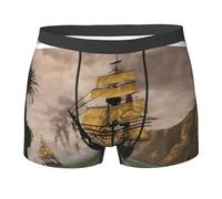 NPOREJKNGF Boxer imprimé bateau pirate cool pour homme confortable multi visage design stretch sous-vêtements pour toute la journée, Noir , XXL