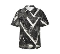 NPOREJKNGF Chemise hawaïenne en marbre noir et blanc - Impression sur un seul côté, tissu polyester ultra doux, manches courtes boutonnée pour hommes et adolescents, Noir , S