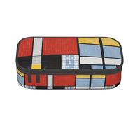 NPOREJKNGF Composition en rouge, jaune, bleu et noir avec motif imprimé complet - trousse multifonction en tissu Oxford durable pour l'école, le bureau et les voyages, Noir , Taille unique, Organiseur