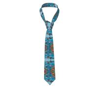 NPOREJKNGF Cravate élégante en polyester imprimé pour homme, motif dauphins, tortue de mer, pieuvre, récif corallien, pour affaires, mariage, fête, usage quotidien pour homme pour la fête des pères