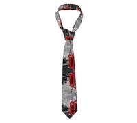 NPOREJKNGF Cravate rétro en polyester imprimé anglais pour homme, motif téléphone londonien, pour affaires, mariage, fête, usage quotidien pour homme pour la fête des pères, Noël, Thanksgiving, Nouvel
