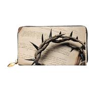 NPOREJKNGF Crown of Thorns Portefeuille élégant en cuir pour portefeuille imprimé tendance avec plusieurs emplacements pour cartes, poche zippée pour pièces de monnaie et fenêtre pour carte d'identité