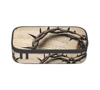 NPOREJKNGF Crown of Thorns Trousse à crayons avec motif imprimé intégral - Tissu Oxford durable multi-usage pour l'école, le bureau et les voyages, Noir , Taille unique, Organiseur de sac