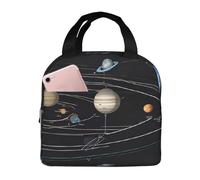 NPOREJKNGF Exploring The Solar System Sac à déjeuner avec motif imprimé intégral Sac isotherme léger pour le stockage des aliments, poche avant de 20,3 x 12,7 cm, sac multi-usage pour le travail