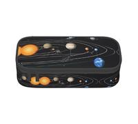 NPOREJKNGF Exploring The Solar System Trousse à crayons avec motif imprimé complet - Étui multifonction en tissu Oxford durable pour l'école, le bureau et les voyages, Noir , Taille unique, Organiseur