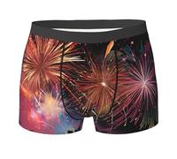 NPOREJKNGF Explosion Firework 3D Print Men Printed Boxer Slip Confortable Multi Face Design Stretch Sous-vêtements Pour Toute La Journée, Noir , XXL