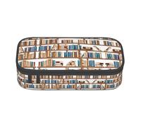 NPOREJKNGF Funny Book Shelf Collection and Ladder Pencil Case with Full Print Design - Durable Oxford Cloth Multi Case for School, Office & Travel, Noir , Taille unique, Organiseur de sac