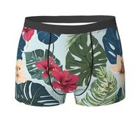 NPOREJKNGF Hojas Tropicales Y Flores Print Men Printed Boxer Slip Confortable Multi Face Design Stretch Sous-vêtements pour toute la journée, Noir , S