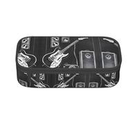 NPOREJKNGF Love Rock Trousse à crayons avec motif imprimé intégral - Tissu Oxford durable multifonction pour l'école, le bureau et les voyages, Noir , Taille unique, Organiseur de sac