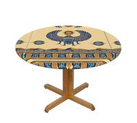 NPOREJKNGF Nappe ronde égyptienne scarabée - Belle nappe imprimée sur un seul côté avec ourlet élastique, imperméable et résistante aux taches pour tables rondes et octogonales