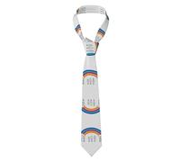 NPOREJKNGF Petite cravate arc-en-ciel élégante en polyester imprimé complet pour les affaires, les mariages, les fêtes, au quotidien pour la fête des pères, Noël, Thanksgiving, Nouvel An, Noir
