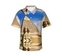 NPOREJKNGF Pyramids of Egypt Chemise hawaïenne - Impression intégrale sur un seul côté, tissu polyester ultra doux, manches courtes boutonnée pour hommes et adolescents, Noir , XXL